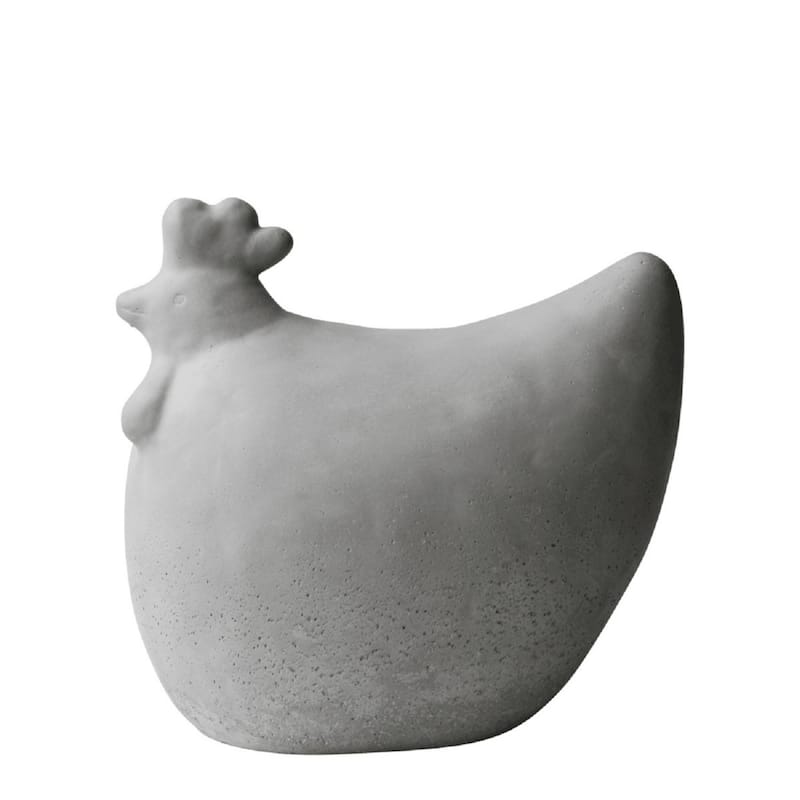 Large Flat-Base Hen Figurine - 7.5" - White