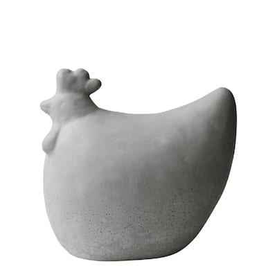 Large Flat-Base Hen Figurine - 7.5" - White