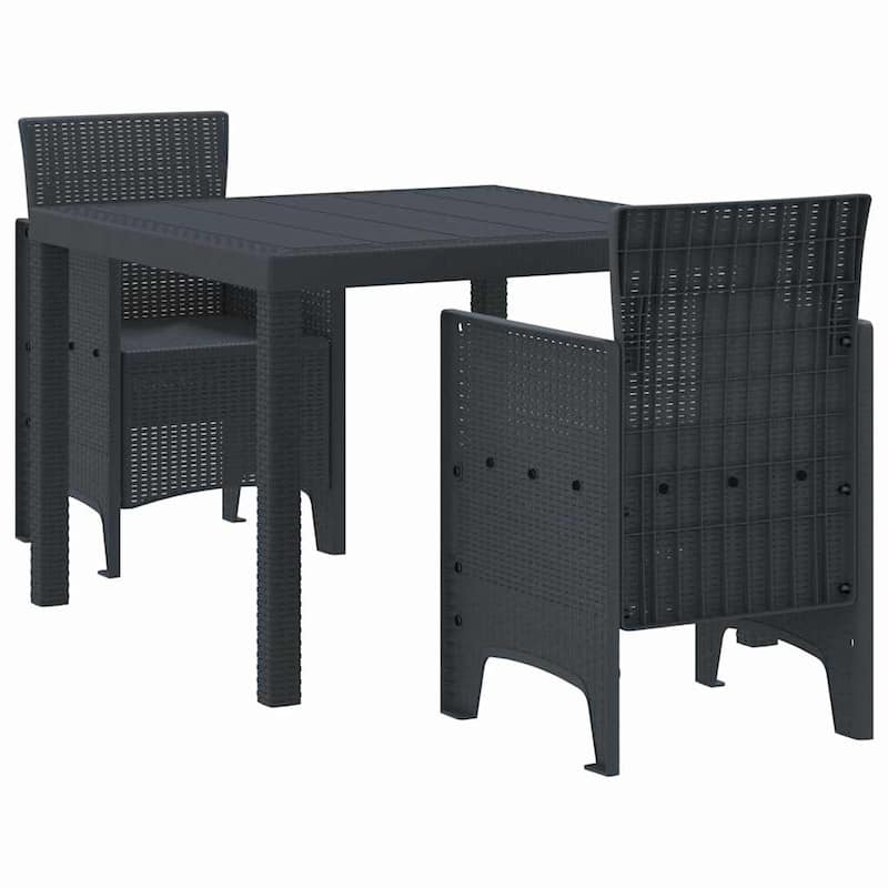 vidaXL Garden Dining Set 3/5 pcs Anthracite/Brown Polt rattan - 100 x 100 x 73 cm