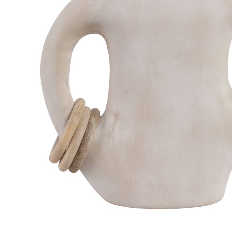 Pottery Vase Dual Ring Handles Sculptural Accent Handcrafted Form