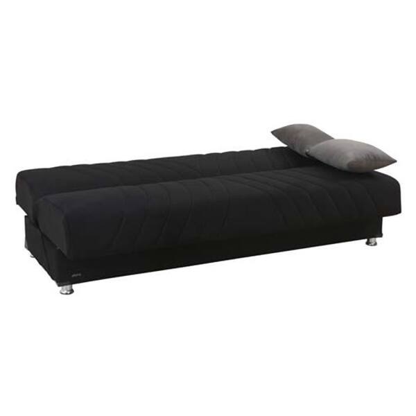 Cordova Black Fabric Armless Sleeper Sofa with Storage Bed Bath