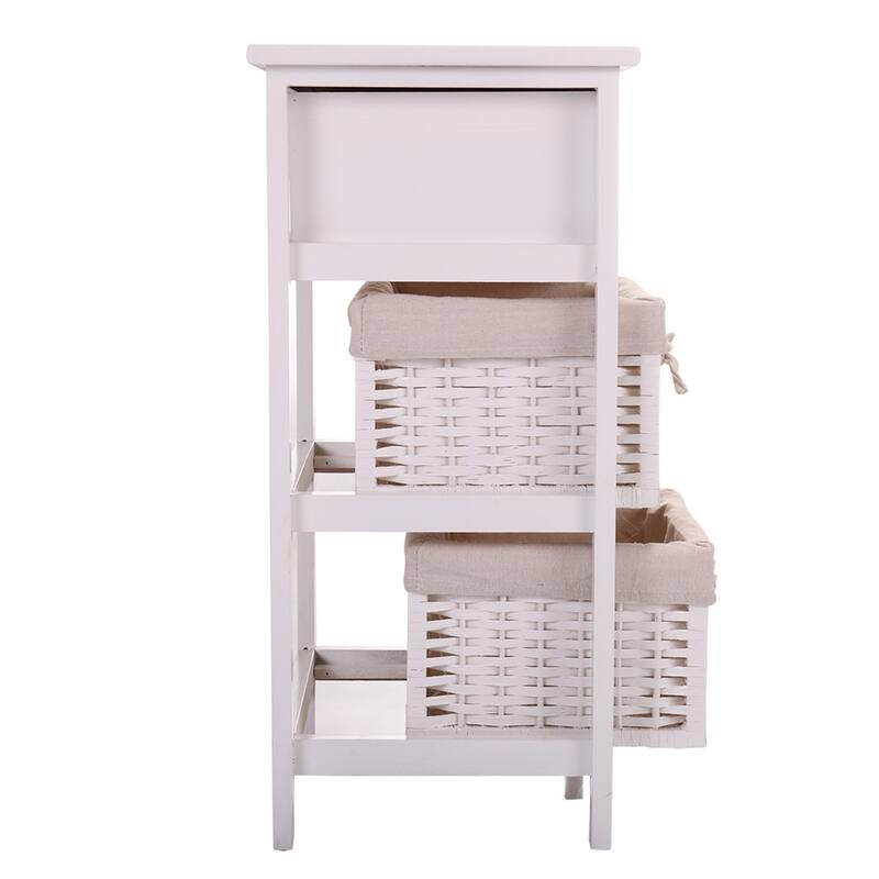 One Drawer Nightstand,End Table with Two Removable Baskets,Storage Bedside Table