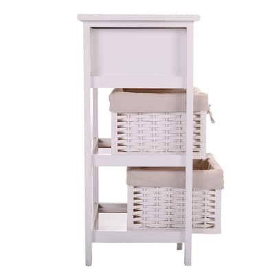 One Drawer Nightstand With Two Removable Baskets, Storage Bedside Table, Modern End Table With Tall Legs