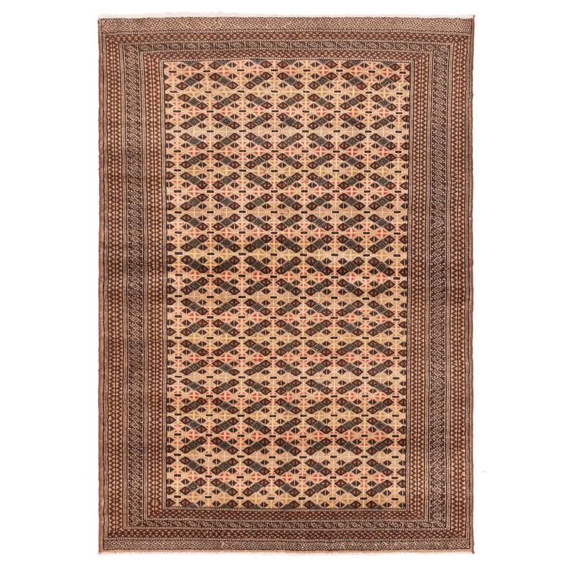 ECARPETGALLERY Hand-knotted Baluch Light Khaki Wool Rug - 4'3 x 6'2