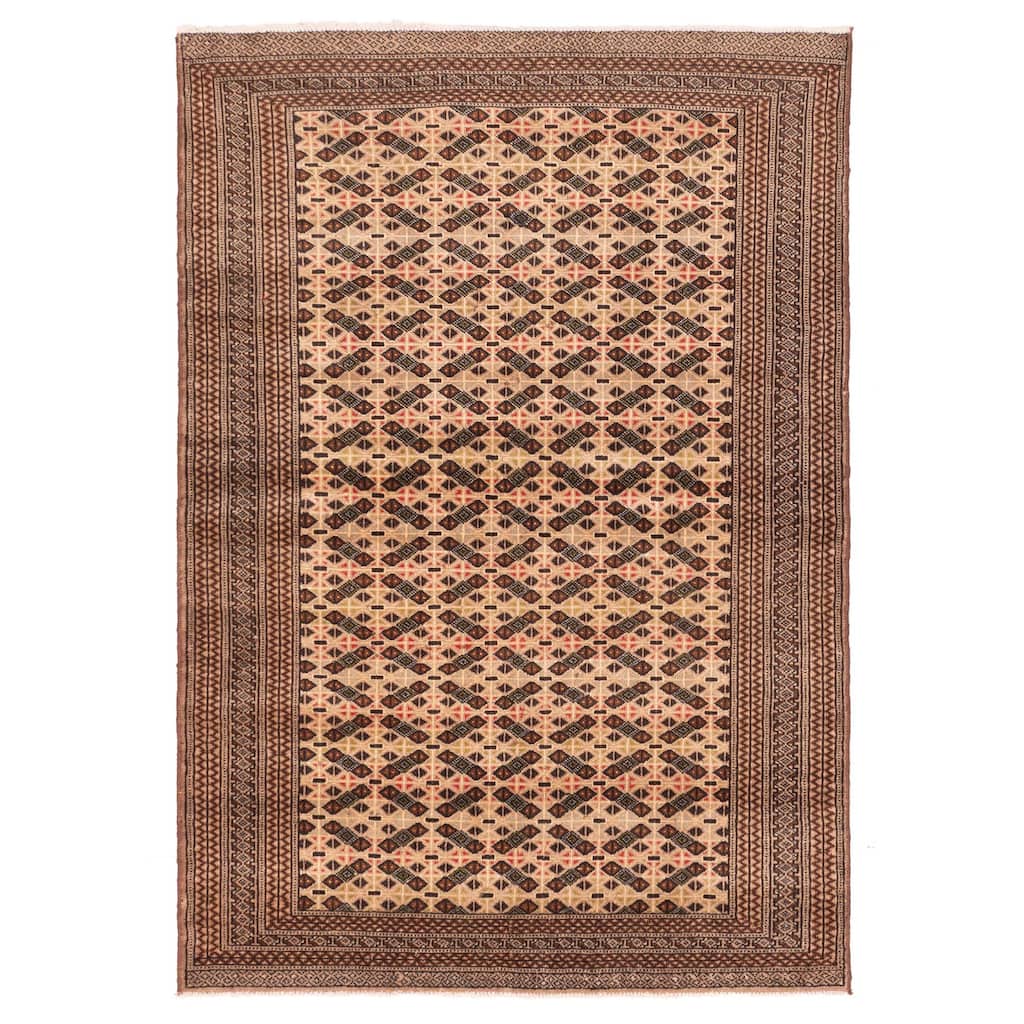 ECARPETGALLERY Hand-knotted Baluch Light Khaki Wool Rug - 4'3 x 6'2