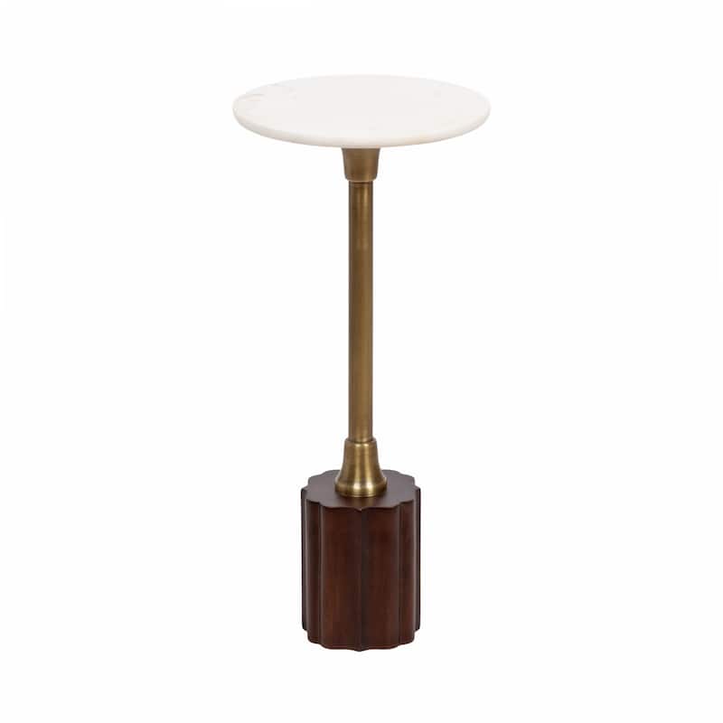 Kate and Laurel Nisha Round Marble Drink Table - 10x10x22 - Brown/Gold