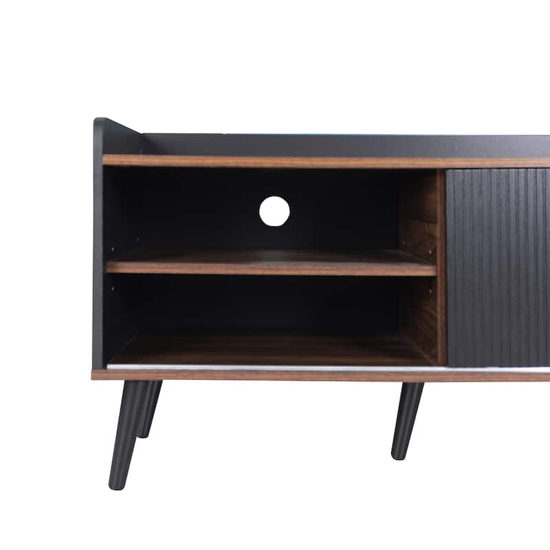 Modern Farmhouse TV Stand with 4 Storage Shelf and 2 Drawers for Living Room Bedroom and Home Theater