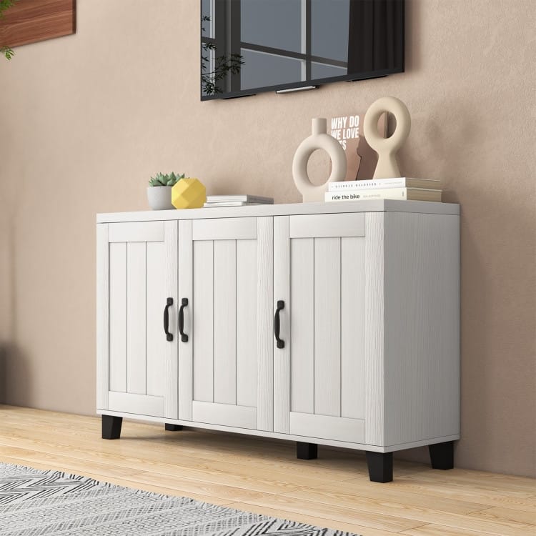 3-Door Buffet Sideboard with Adjustable Shelves and Anti-Tipping Kits - 45" x 13" x 28" (L x W x H)