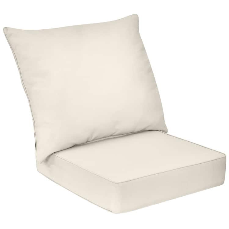 Deep Seat Chair Cushions with Backrest and Tie Belts for Patio or Home - 25" x 25" x 6"