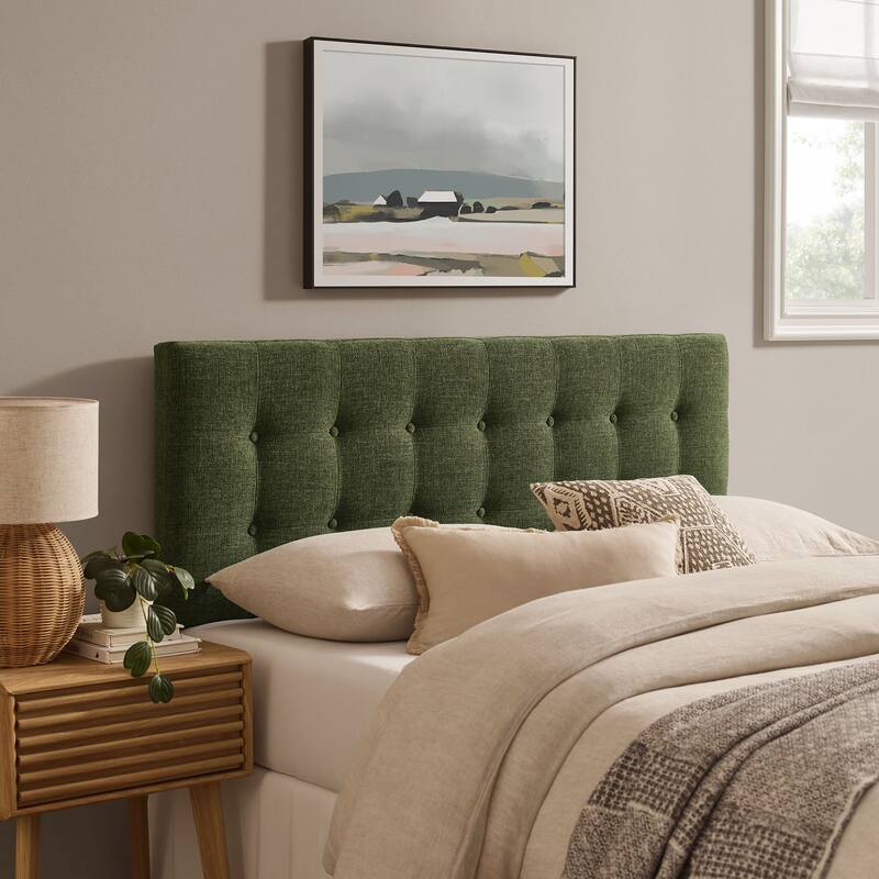 Emily Upholstered Fabric Headboard - Foliage - Queen