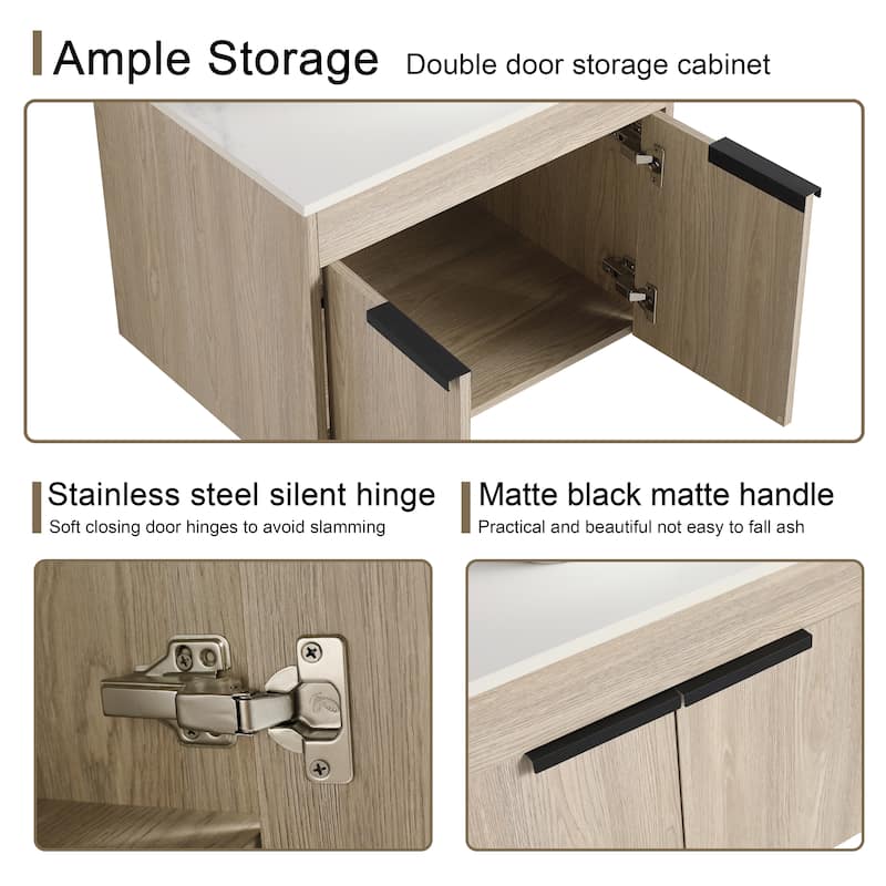 Malwee 24"/30" Floating Bathroom Vanity, Wall Mounted Bathroom Vanity with Ceramic Sink,Soft Close Doors