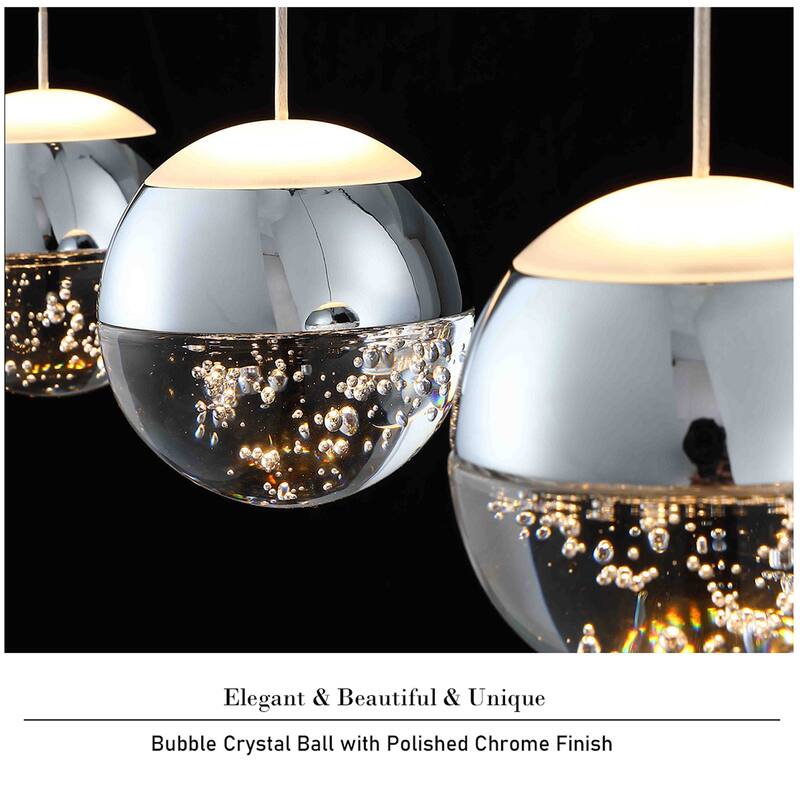 1-Light/3-Lights Globe LED Pendant Light with Bubble Crystal Ball
