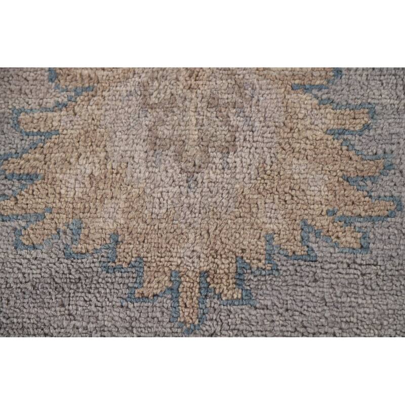 Geometric Oushak Oriental Area Rug Handmade Wool Carpet - 9'0"x 11'11"