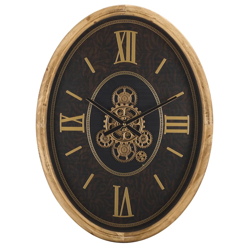 SEI Furniture Effi Roman 4 Number Gear Clock - 25"W x 3"D x 19"H