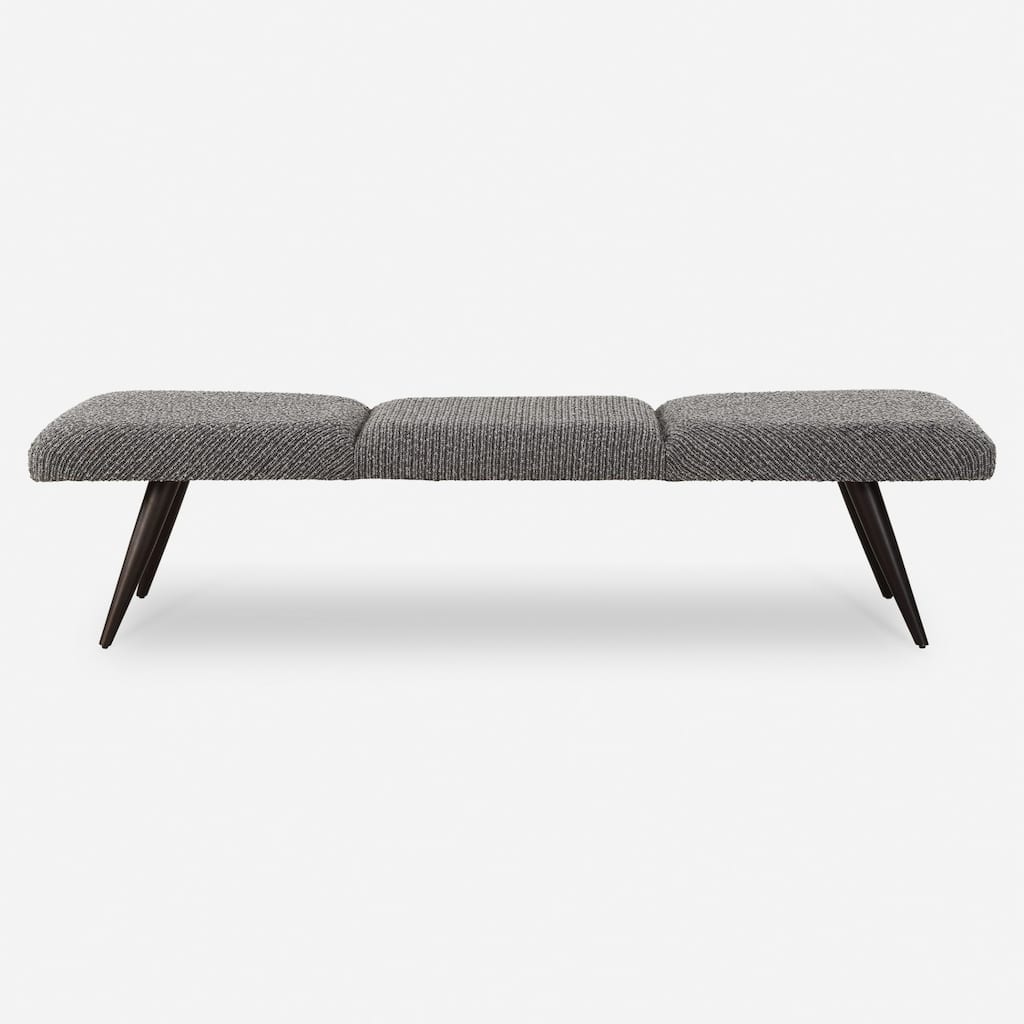 Striped Boucle Upholstered Bench - 72.5" - Charcoal and Gray