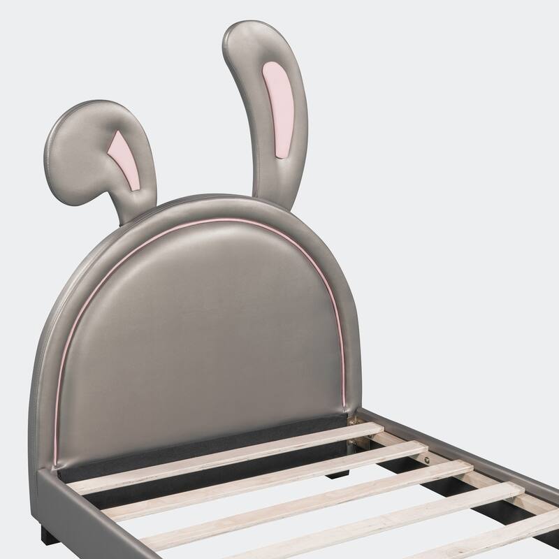 Twin Size Upholstered Leather Platform Bed