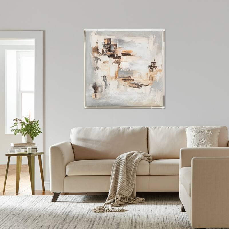 Canvas Wall Art Wood Frame Abstract Textured Modern Decor - 40" Multi