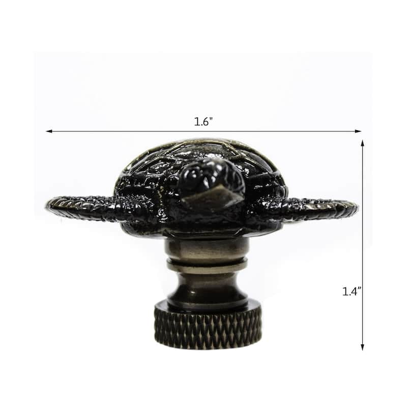 1.4"H Antique Metal Sea Turtle Antique Brass Base Lamp Finial