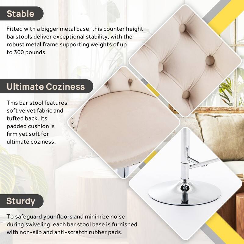 Swivel Foam Barstools Adjusatble Seat Set of 4