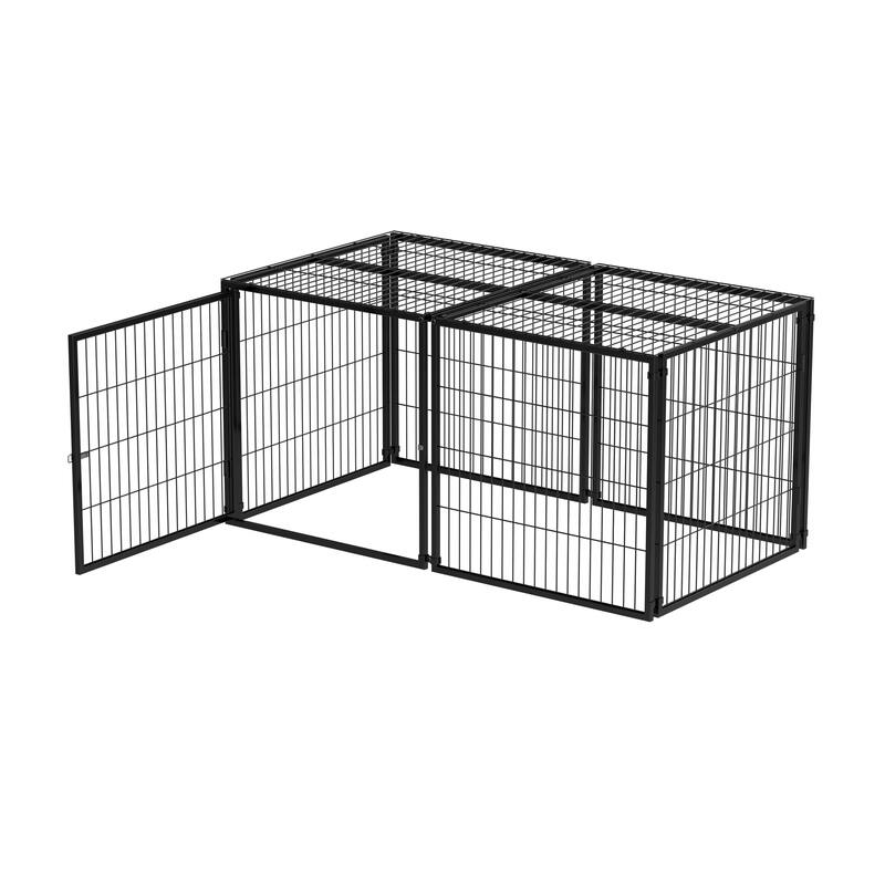 Large Dog Cage, 63.7" Dog Kennel with Top, Pet Cage for Medium Dogs