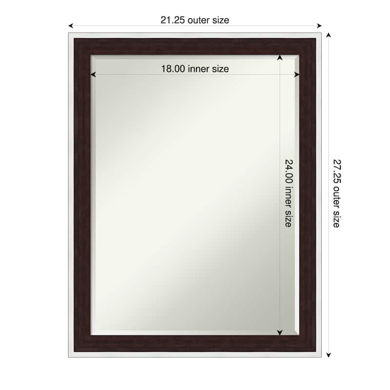 Maya Half-Inch-Bevel Framed Wall Mirror - 21 x 27 in - Maya Espresso Silver