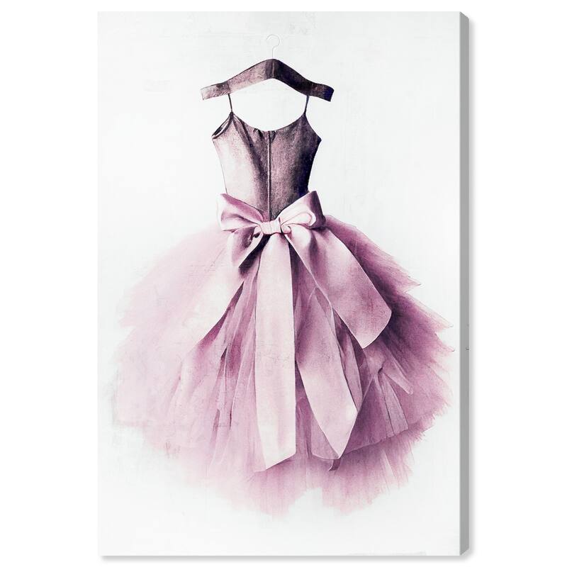 Wynwood Studio Fashion and Glam Long Tulle Dress Purple and Traditional Wall Art Canvas Print