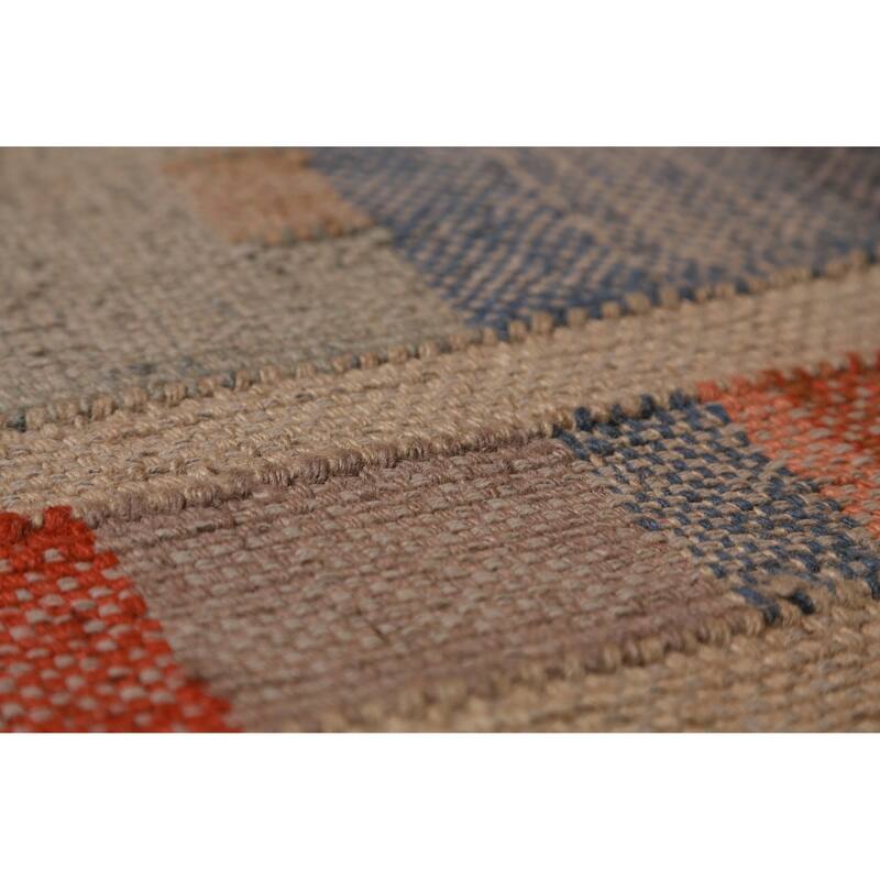 Hand Woven Oriental 100% Jute Carpet Southwestern Modern Beige & Ivories Kilim Area Rug - 9' 8'' X 8' 6''
