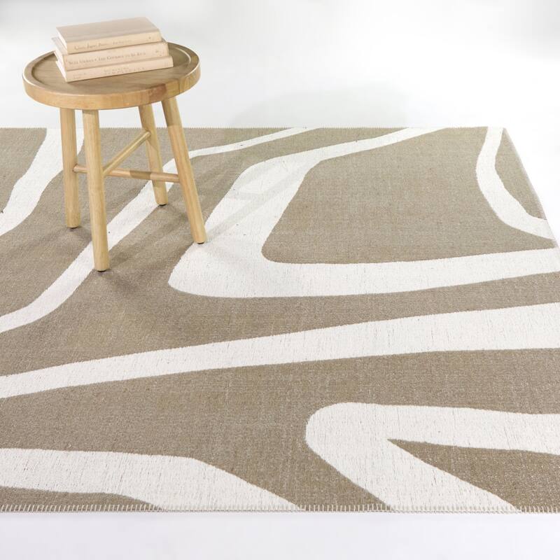 Lacan Abstract Modern Area Rug - 7'10" x 10' - Tan - Rectangle