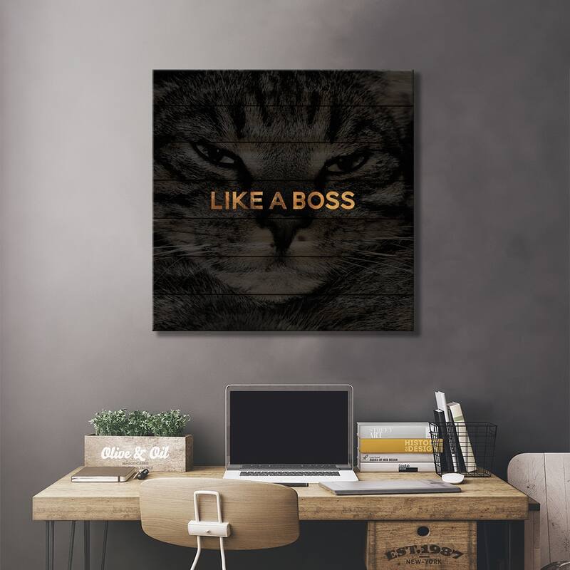Like A Boss Print On Wood by Elisabeth Fredriksson - Multi-Color
