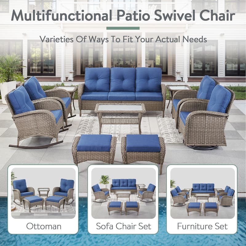 Pocassy 3-Piece Outdoor Rocking Chairs with Side Table Patio Rocker Chairs Bistro Set