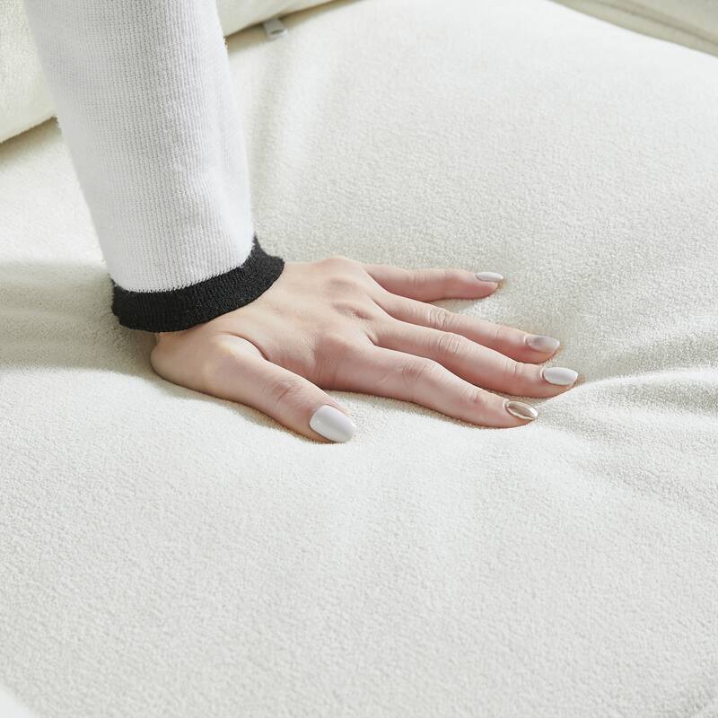 55" Fabric Sofa Bed with Sleeper, Adjustable Backrest & 2 Lumbar Pillows