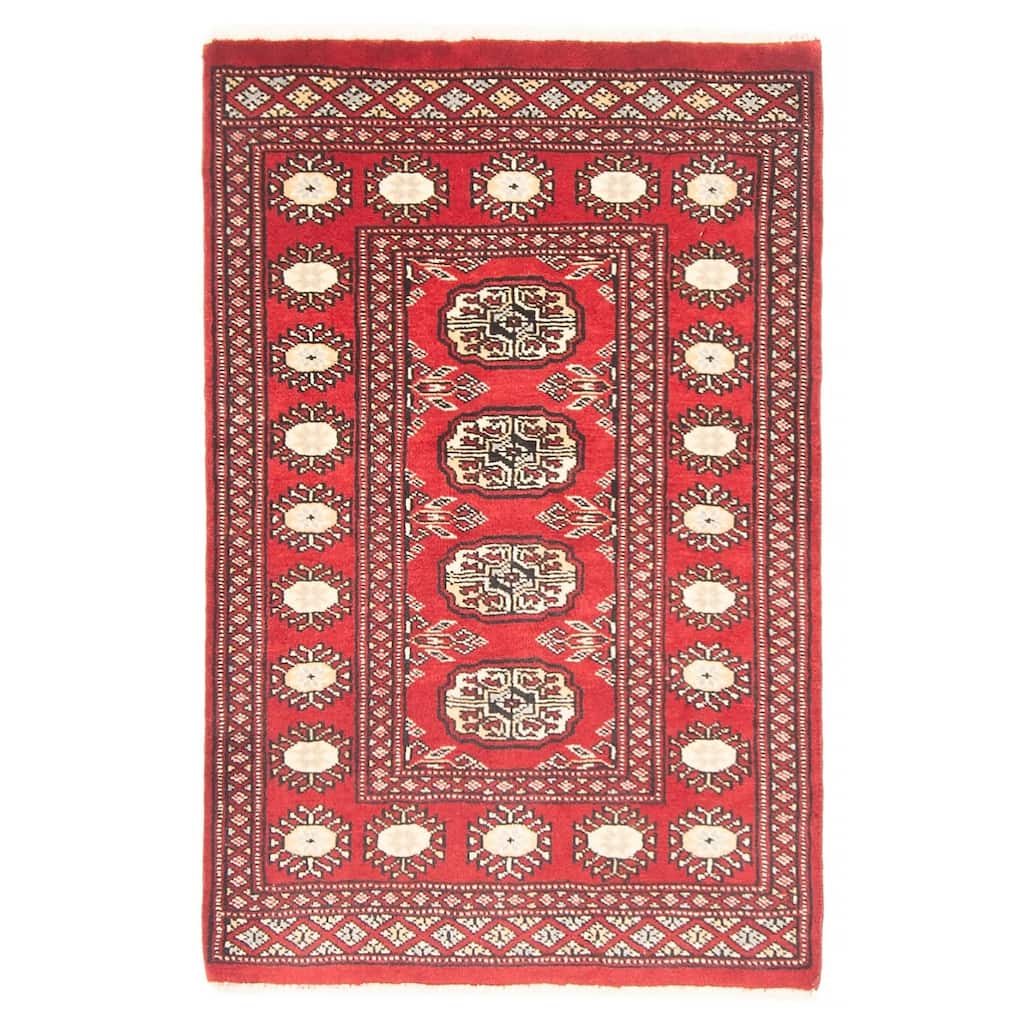 ECARPETGALLERY Hand-knotted Finest Peshawar Bokhara Red Wool Rug - 2'1 x 3'1