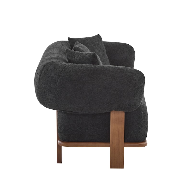 Mid-Century Modern Round Arm Curved Deep Seat Sofa