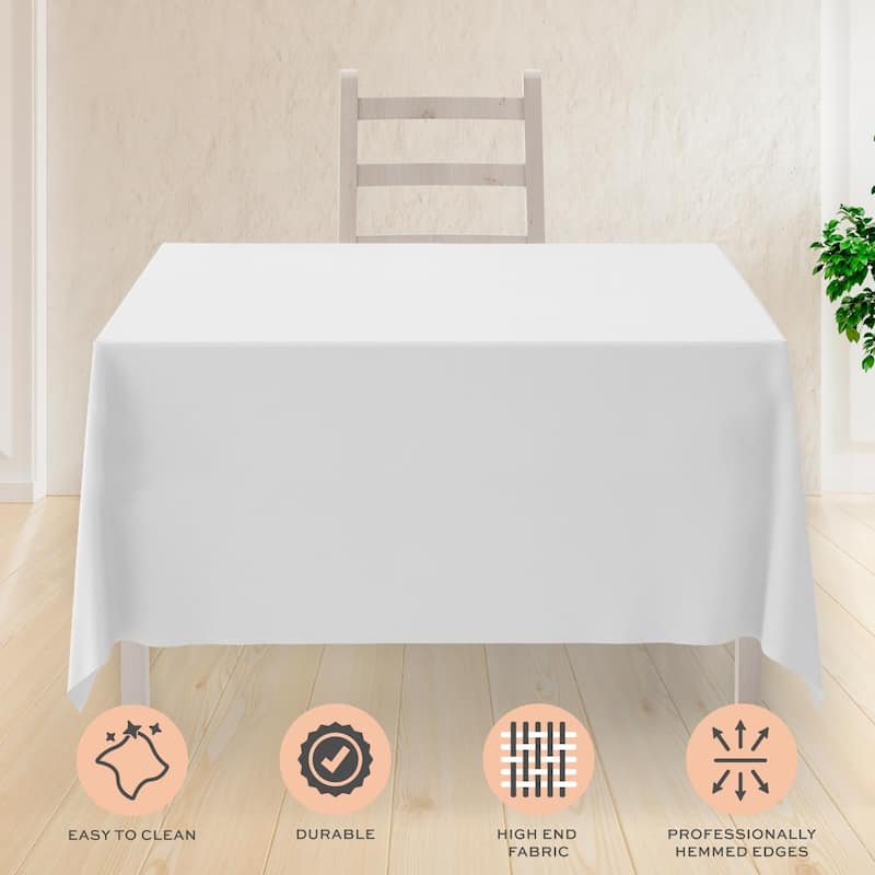 White Square Tablecloth Covers 2 Pack 200 GSM Wrinkle-Resistant Fabric