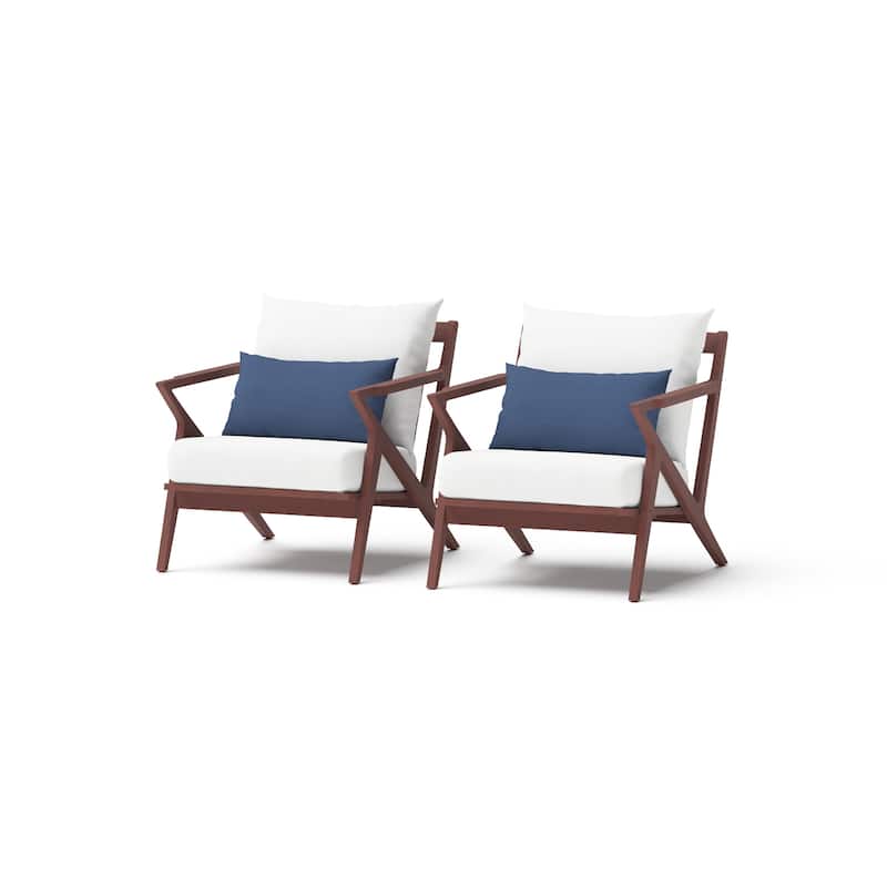 Vaughn 2 Piece Sunbrella Outdoor Patio Club Chairs - Bliss Ink