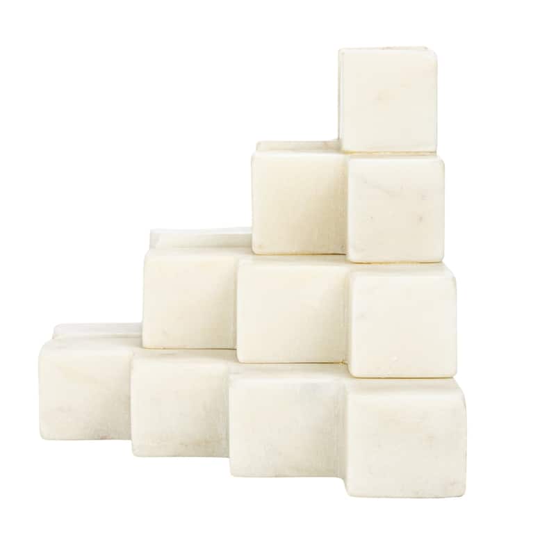 Decorative Marble Stairstep Bookends, Set of 2 - 5.3"L x 5.3"W x 5.0"H