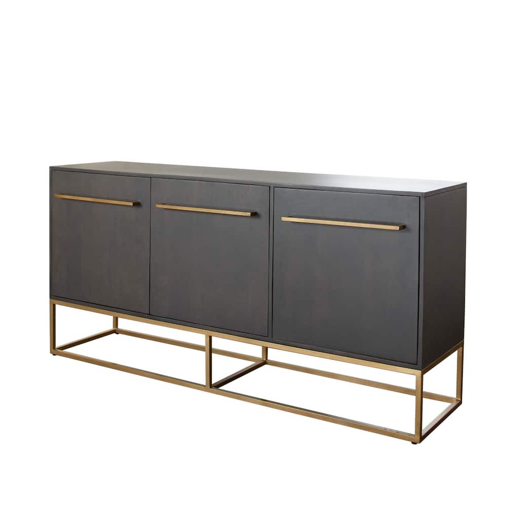 Ceny Sideboard Buffet Cabinet w 3 Doors, 71 Inch Gray Oak Mango Wood
