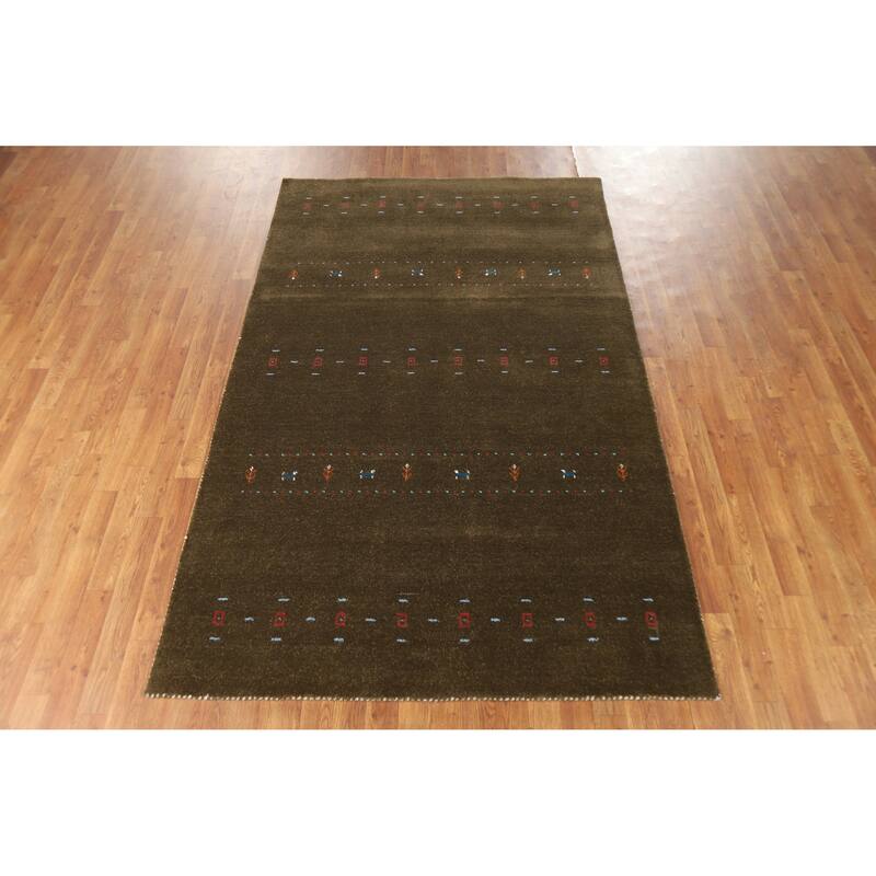 Hand Knotted Oriental 100% Wool Carpet Tribal Animal Pictorial Brown Gabbeh Area Rug - 7' 11'' X 4' 11''