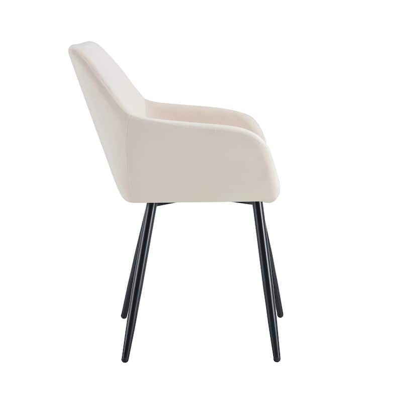 Leisure Modern Living Dining Room Accent Arm Chairs Club Guest with strong black metal Legs, Set of 2