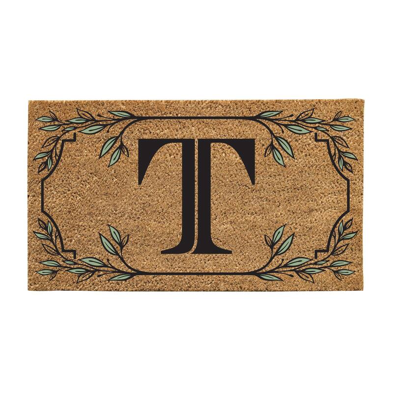 28 in. x 16 in. Monogram Coir Mat, Letter "T"