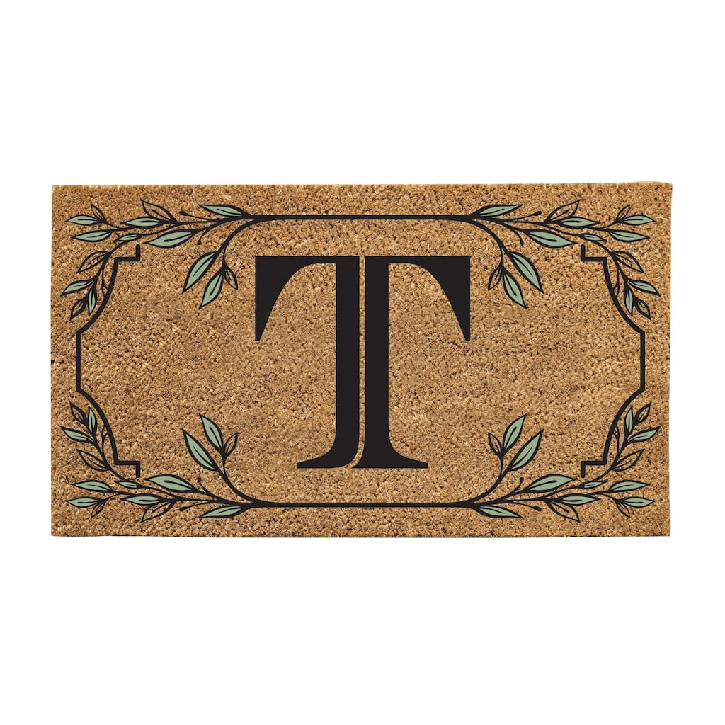 28 in. x 16 in. Monogram Coir Mat, Letter "T"