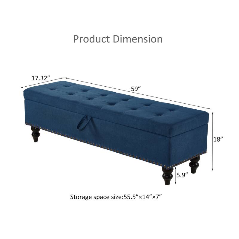 59" Tufted Bed Bench Ottoman with Storage