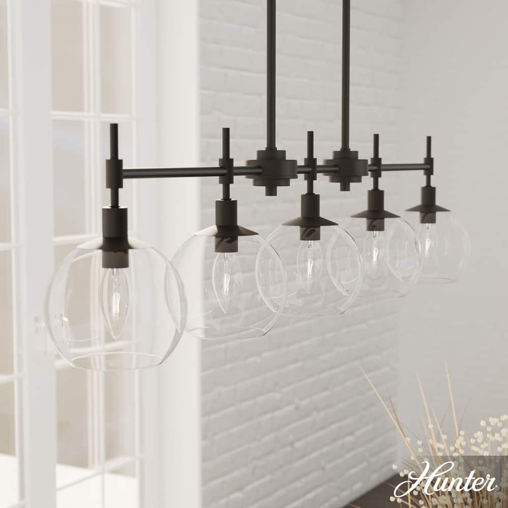 Hunter Xidane 5 Light Linear Chandelier - Dining Room, Kitchen Island - Contemporary, Transitional, Mid-Century Modern - 5-Light