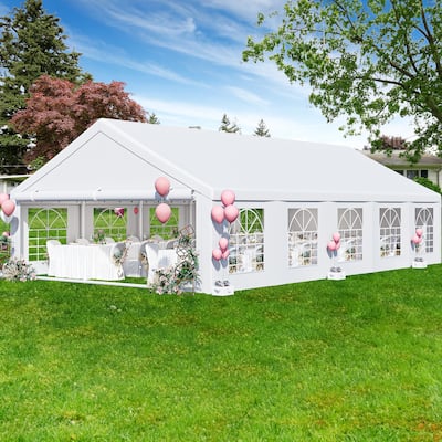 Outdoor White Party Tent Canopy with Windows - 20*33 Ft