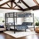 preview thumbnail 2 of 9, Full XL over Queen Metal Bunk Bed with Dual Ladders, Black