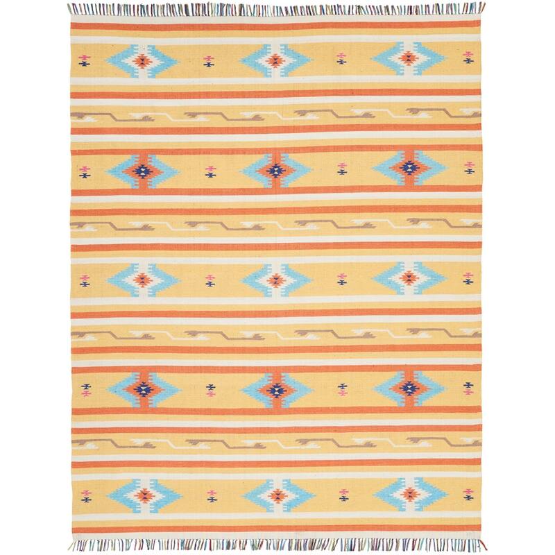 Futu Southwestern Low Pile with Fringe Area Rug By HomeRoots - 120' X '96' X '0.25