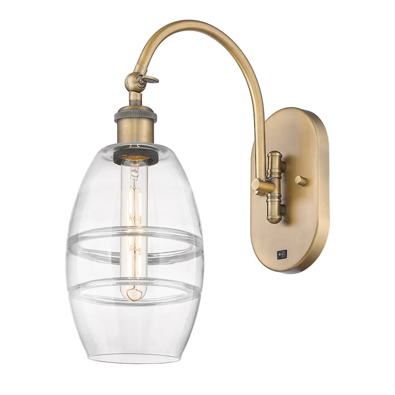 Innovations Lighting 518-1W-12-6 Vaz Sconce Vaz 12" Tall Wall Sconce - Brushed Brass / Clear