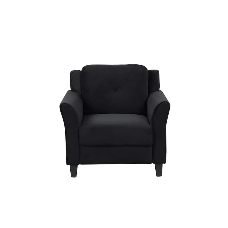 Antique Black 43.4" Tufted Arm Chair with Solid Wood Frame