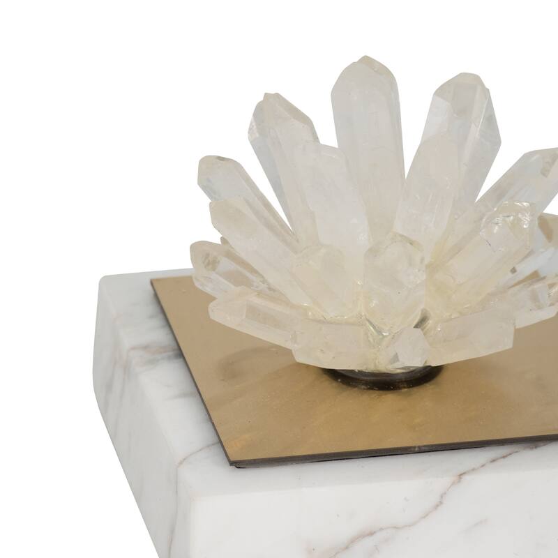 Sagebrook Home 4" Julia Short Crystal And Marble Block, 4"H - 4" x 4" x 4"