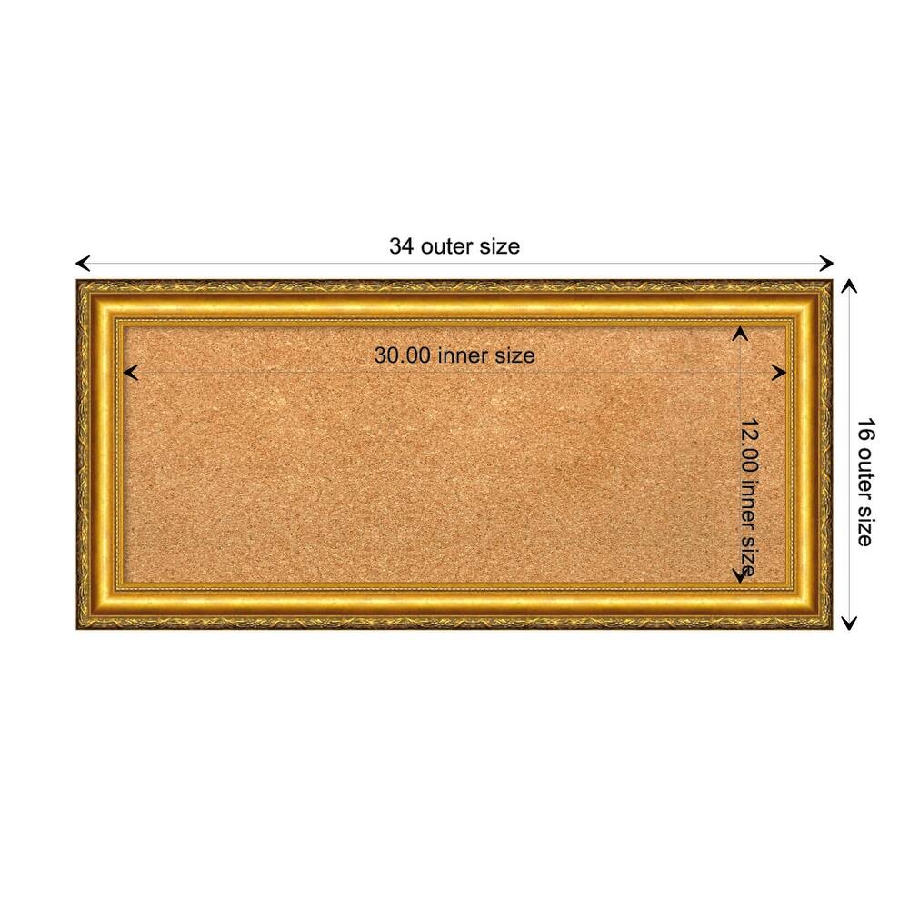 Colonial Embossed Gold Wood Framed Natural Corkboard Bulletin Board